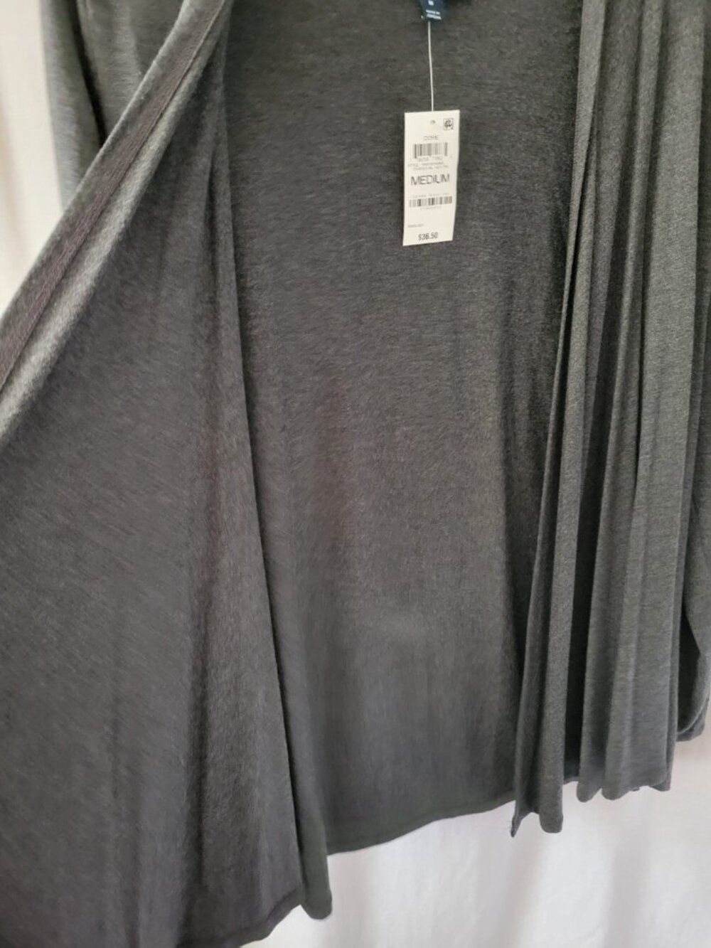 NEW Laura Scott Cardigan Open Gray Med. drape Rayon Stretch Feminine flyaway NWT - Picture 4 of 10
